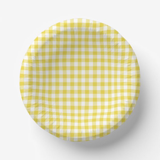 Klassiek Gingham Goudgeel Papieren Kommen (Voorkant)