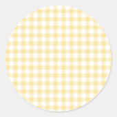 Klassiek Gingham Kanariegeel Ronde Sticker (Voorkant)
