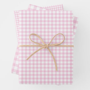 Klassiek Gingham Licht Roze Inpakpapier Vel