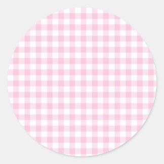 Klassiek Gingham Licht Roze Ronde Sticker