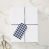 Klassiek Gingham Navyblauw Cadeaulabel (Met Touw)