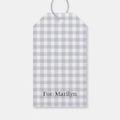Klassiek Gingham Navyblauw Cadeaulabel (Achterkant)