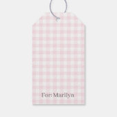 Klassiek Gingham Roze Cadeaubijslage Cadeaulabel (Achterkant)