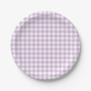 Klassiek Gingham Zacht Lila  Papieren Bordje