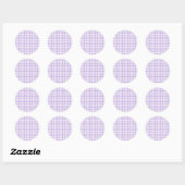 Klassiek Gingham Zachte Lavendel Ronde Sticker (Vel)