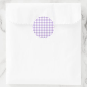 Klassiek Gingham Zachte Lavendel Ronde Sticker