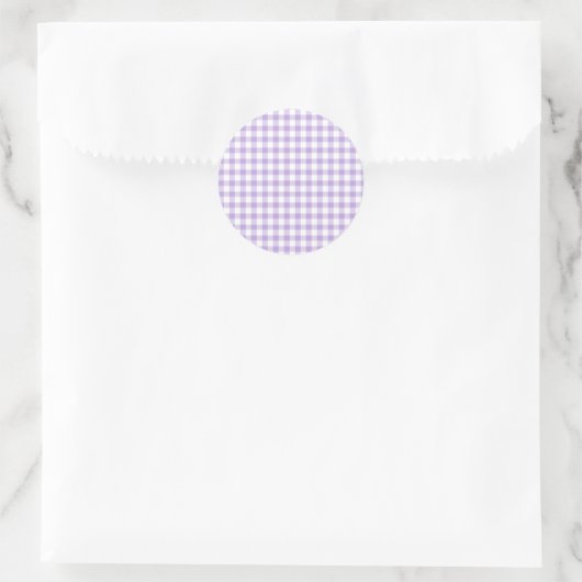 Klassiek Gingham Zachte Lavendel Ronde Sticker (Tas)