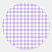 Klassiek Gingham Zachte Lavendel Ronde Sticker (Voorkant)