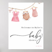 Klassiek Girl Baby shower Welkomstteken Poster (Voorkant)