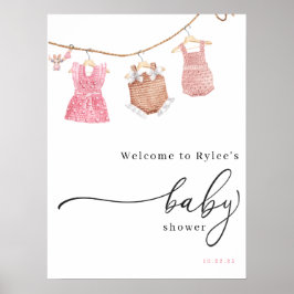 Klassiek Girl Baby shower Welkomstteken Poster