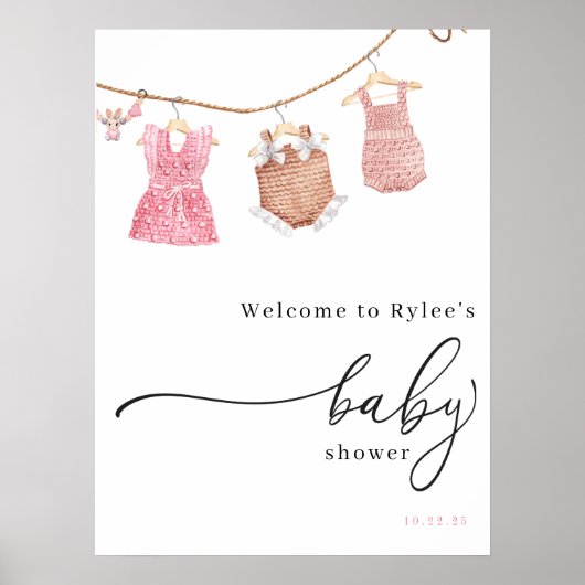 Klassiek Girl Baby shower Welkomstteken Poster (Voorkant)