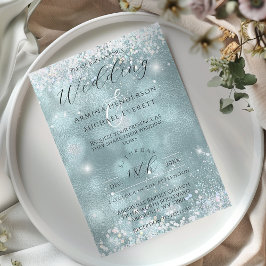 Klassiek Glamoureuze Blauwe Glitter Foto Bruiloft Kaart