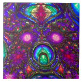 Klassiek Glas in lood patroon in blauw, groen, roo Tegeltje (Voorkant)