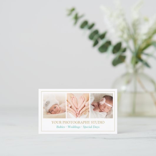 Klassiek Gold Colour Lijst Photo Collage Showcase Visitekaartje (Staand voorkant)