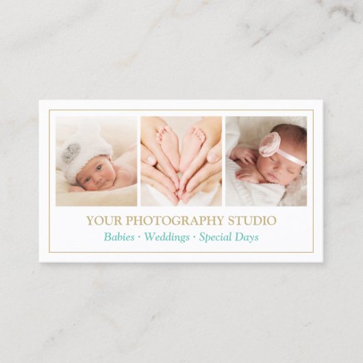 Klassiek Gold Colour Lijst Photo Collage Showcase Visitekaartje (Voorkant)