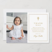Klassiek Gold Cross Religieuze Foto Baptisme Bedankkaart (Voorkant)