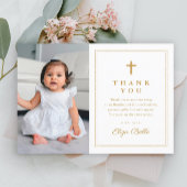 Klassiek Gold Cross Religieuze Foto Baptisme Bedankkaart