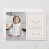 Klassiek Gold Cross Religieuze Foto Baptisme Bedankkaart (Voorkant)