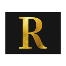 Klassiek Gold Foil Monogram R op zwart