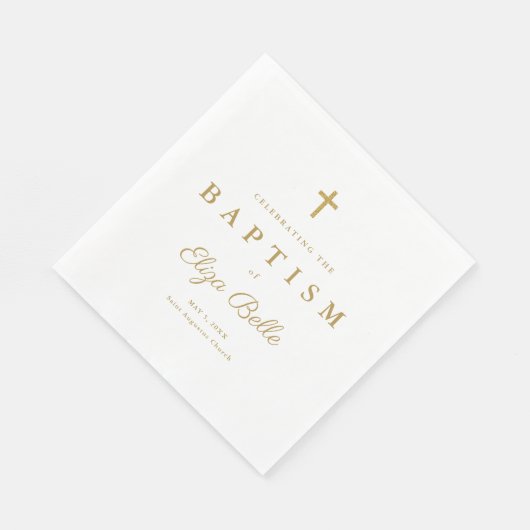 Klassiek Gold Glitter Cross Baptisme Servet (Hoek)