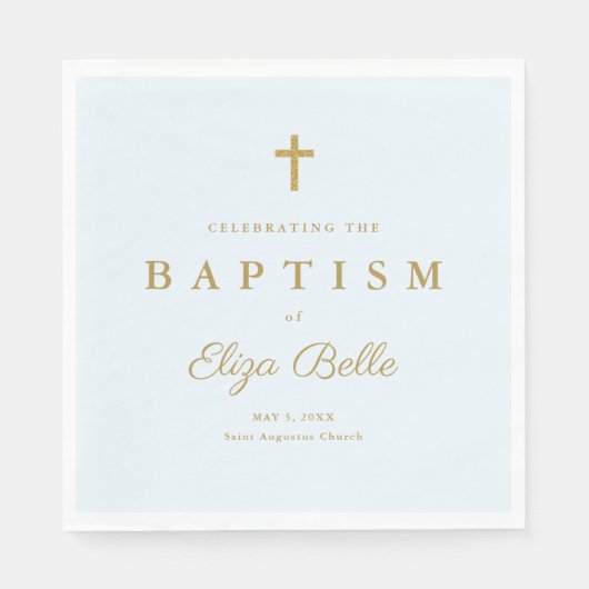 Klassiek Gold Glitter Cross Baptisme Servet (Voorkant)