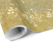Klassiek Gold Glitter Floral Pattern Cadeaupapier (Rol Hoek)