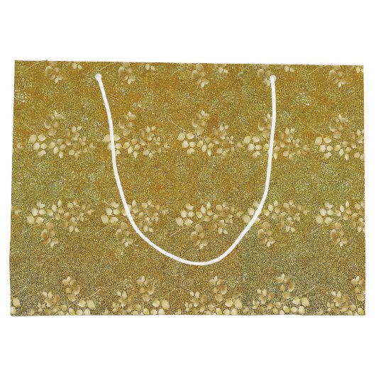 Klassiek Gold Glitter Floral Pattern Groot Cadeauzakje (Achterkant)