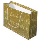 Klassiek Gold Glitter Floral Pattern Groot Cadeauzakje (Voorkant Gekanteld)