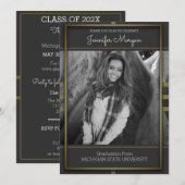 Klassiek Gold Lijst Foto Afstuderen Uitnodiging (Voorkant / Achterkant)