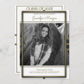 Klassiek Gold Lijst Foto Afstuderen Uitnodiging (Voorkant / Achterkant)