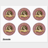 Klassiek Gold Photo Lijst Elegant Banner Pink Ronde Sticker (Vel)