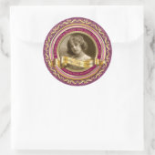 Klassiek Gold Photo Lijst Elegant Banner Pink Ronde Sticker (Tas)