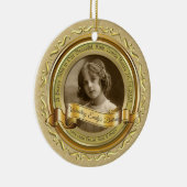 Klassiek Gold Photo Lijst Elegant Banner Yellow Keramisch Ornament (Rechts)