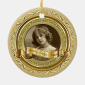 Klassiek Gold Photo Lijst Elegant Banner Yellow Keramisch Ornament (Achterkant)