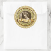 Klassiek Gold Photo Lijst Elegant Banner Yellow Ronde Sticker (Tas)