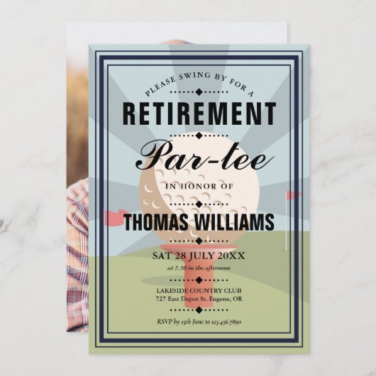 Klassiek golfpensioenfeest foto kaart (Voorkant / Achterkant)