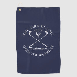 Klassiek golftoernooi in marineblauw golfhanddoek
