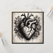 Klassiek Goth Hart Valentijnsdag Retro Gotische Ho Kaart (Voorkant / Achterkant in situ)
