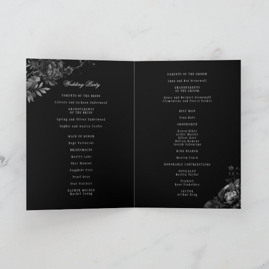 Klassiek Gotisch Zwart Bruiloft Gevouwen Programma (Binnen)