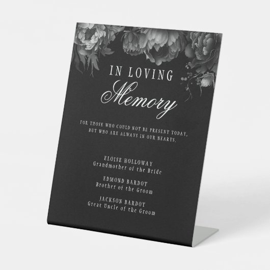 Klassiek Gotisch Zwart Huwelijksmonument Reclamebord Met Voetstuk (Voorkant)