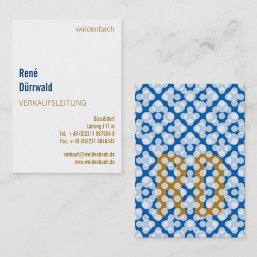 Klassiek goud blauw visitekaartje (Voorkant / Achterkant)