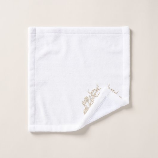 Klassiek  Goud Bloemen Crest Monogram Bad Handdoek (Wasdoekje)