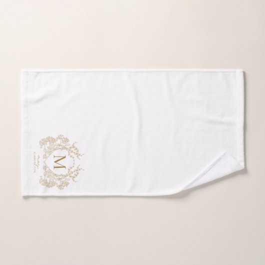 Klassiek  Goud Bloemen Crest Monogram Bad Handdoek (Handdoek)