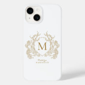 Klassiek  Goud Bloemen Crest Monogram Case-Mate iPhone Case (Achterkant)