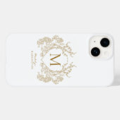 Klassiek  Goud Bloemen Crest Monogram Case-Mate iPhone Case (Achterkant (horizontaal))