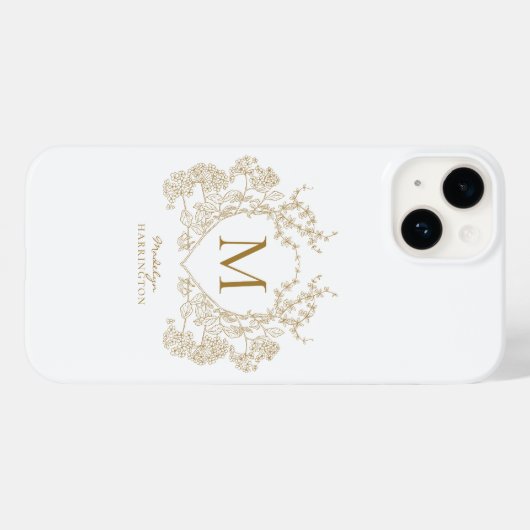 Klassiek  Goud Bloemen Crest Monogram Case-Mate iPhone Case (Achterkant (horizontaal))