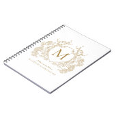 Klassiek Goud Bloemen Crest Monogram Notitieboek (Linkerzijde)