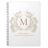 Klassiek Goud Bloemen Crest Monogram Notitieboek (Voorkant)