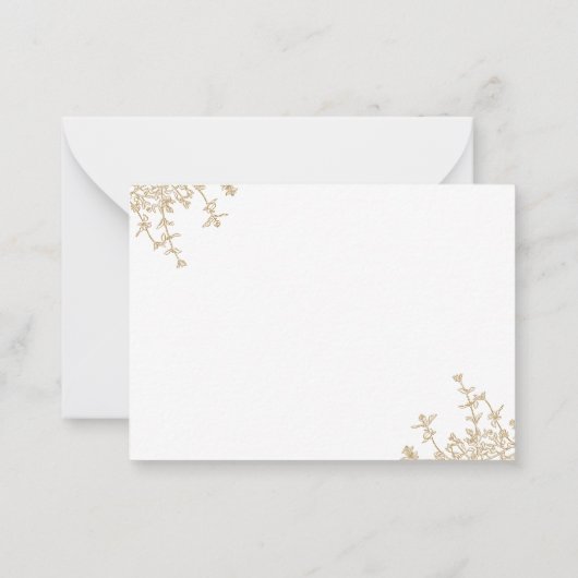 Klassiek  Goud Bloemen Crest Monogram Notitiekaartje (Achterkant)