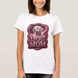 Klassiek Goud DOG MOM Tekst Ontwerp T-shirt